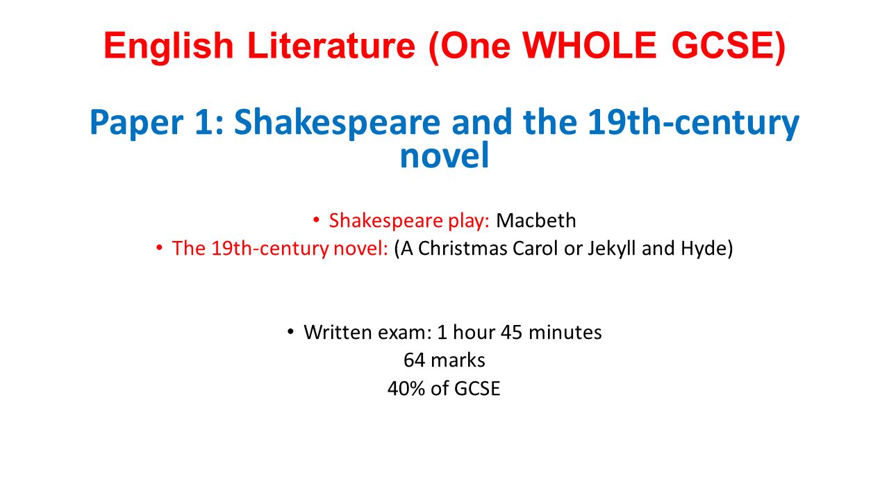 English Literature (One WHOLE GCSE)