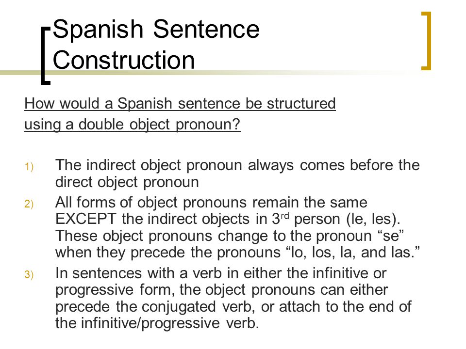 Spanish Sentence Construction