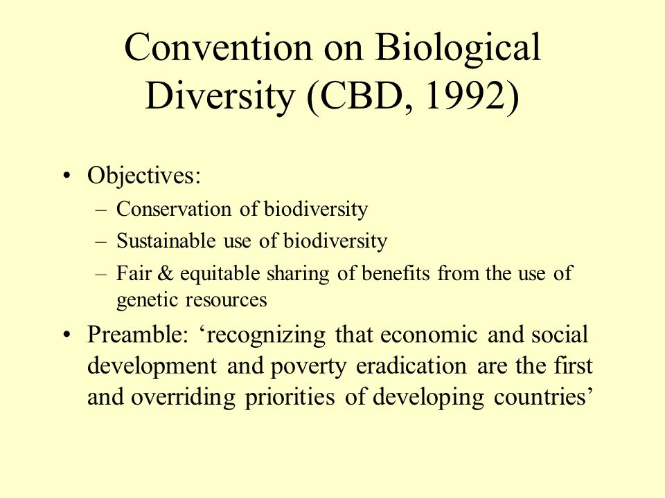 Convention on Biological Diversity (CBD, 1992)