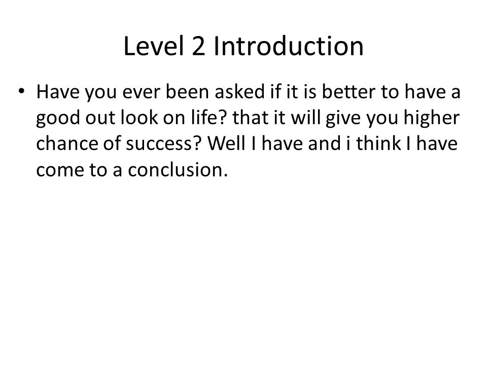 Level 2 Introduction