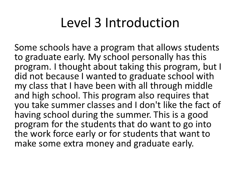 Level 3 Introduction