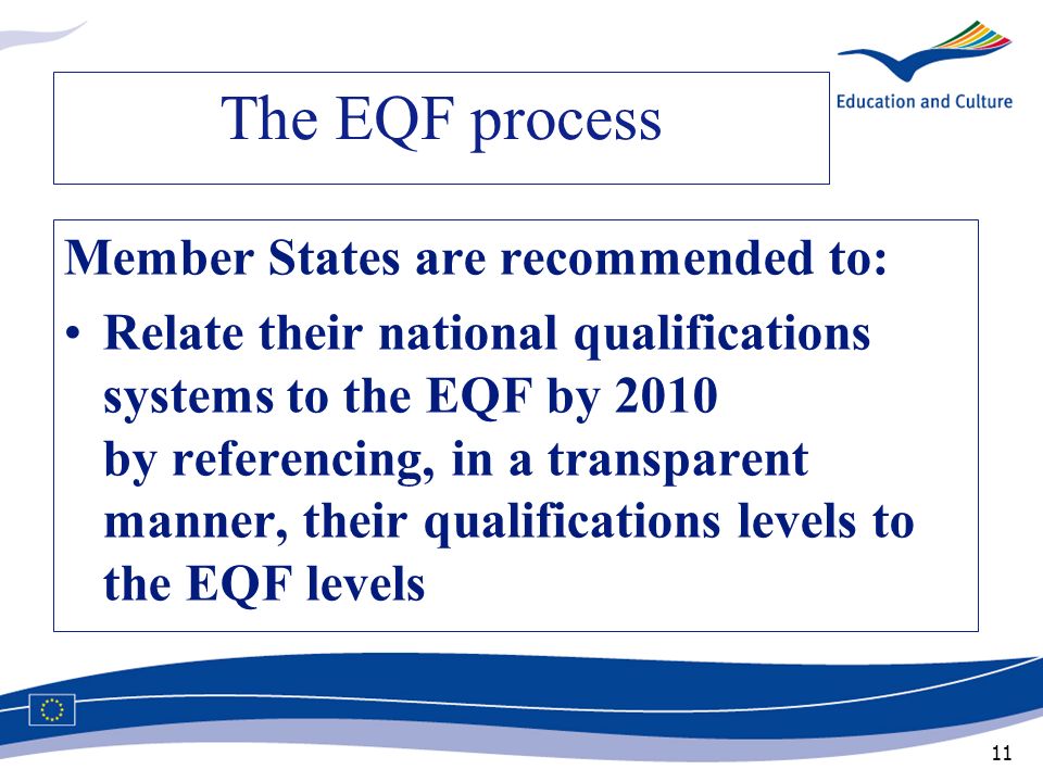 The EQF process Member States are recommended to:
