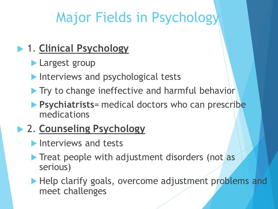 Major Fields in Psychology