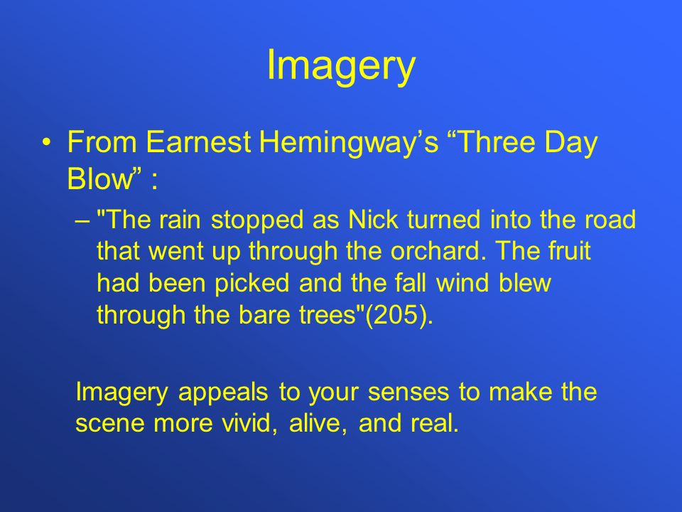 Imagery From Earnest Hemingway’s Three Day Blow :