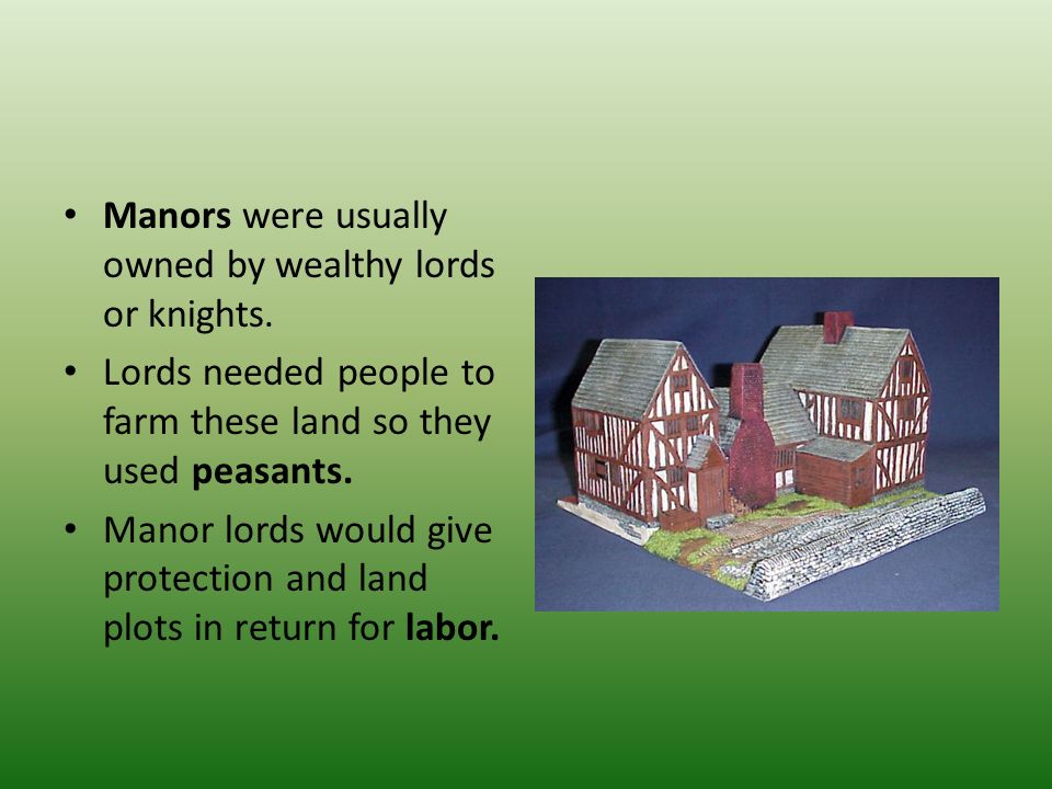 Manors were usually owned by wealthy lords or knights.