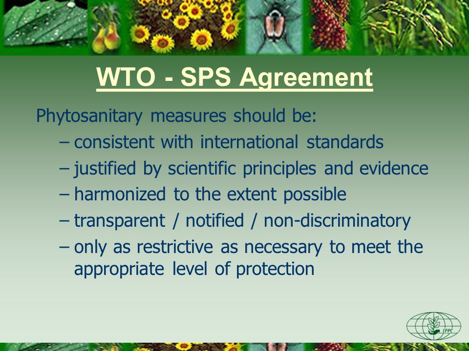 WTO - SPS Agreement Phytosanitary measures should be: