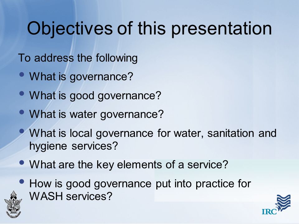 Objectives of this presentation