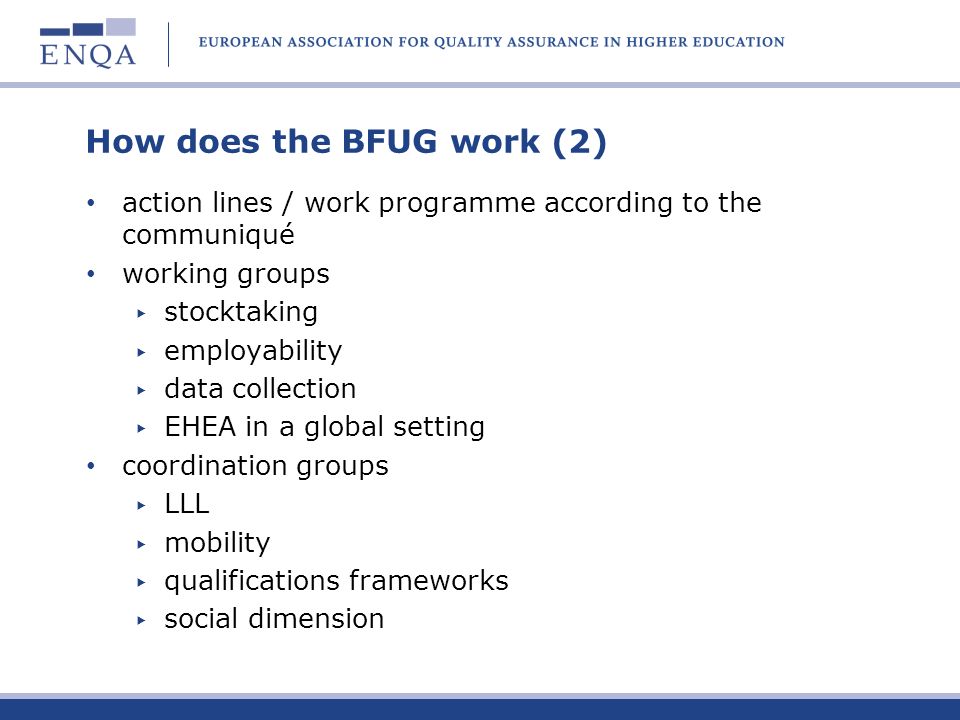 How does the BFUG work (2)