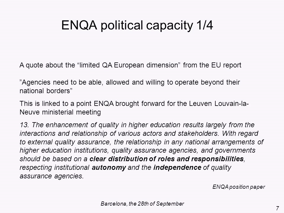 ENQA political capacity 1/4