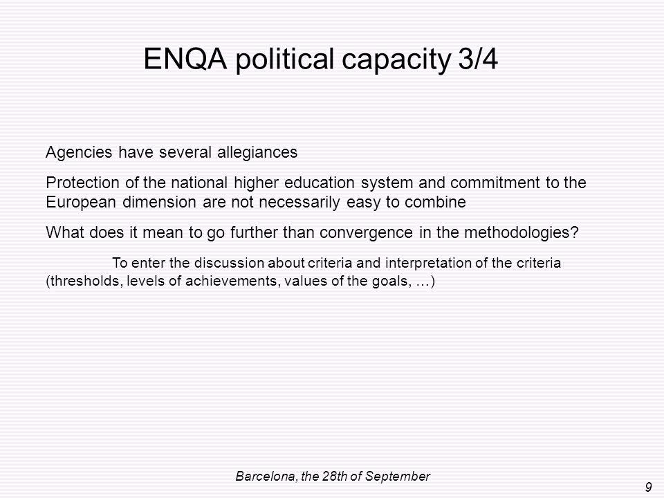 ENQA political capacity 3/4