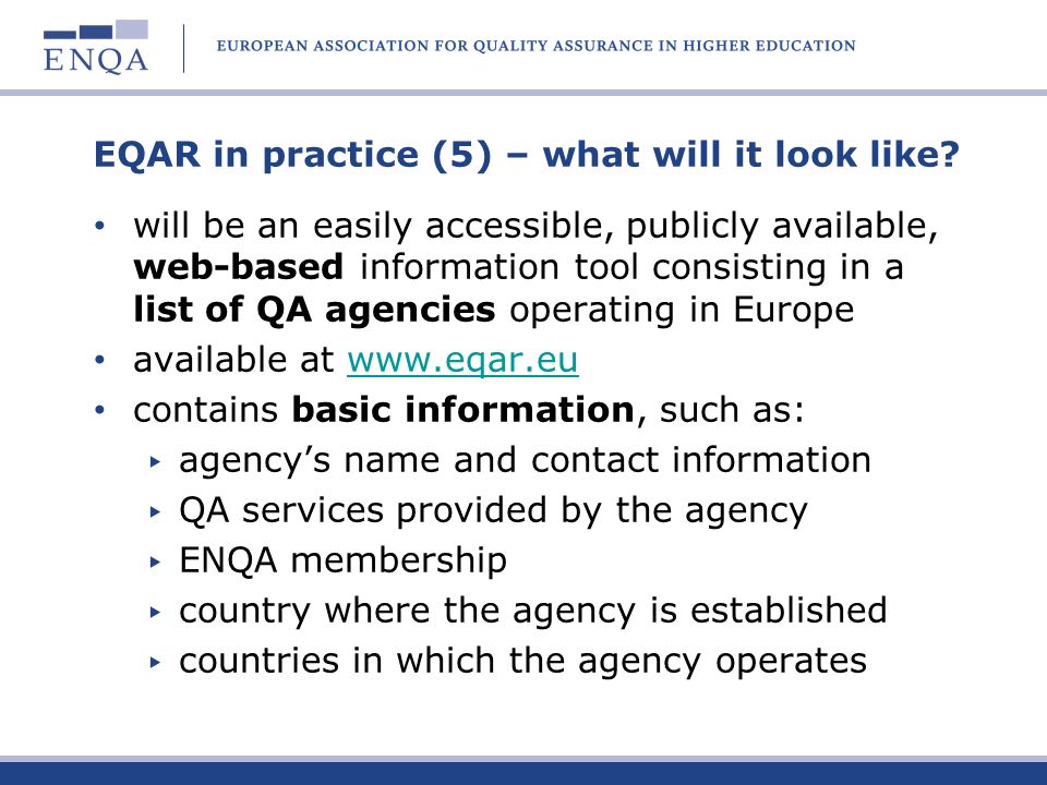 EQAR in practice (5) – what will it look like
