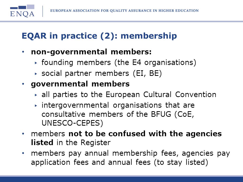 EQAR in practice (2): membership