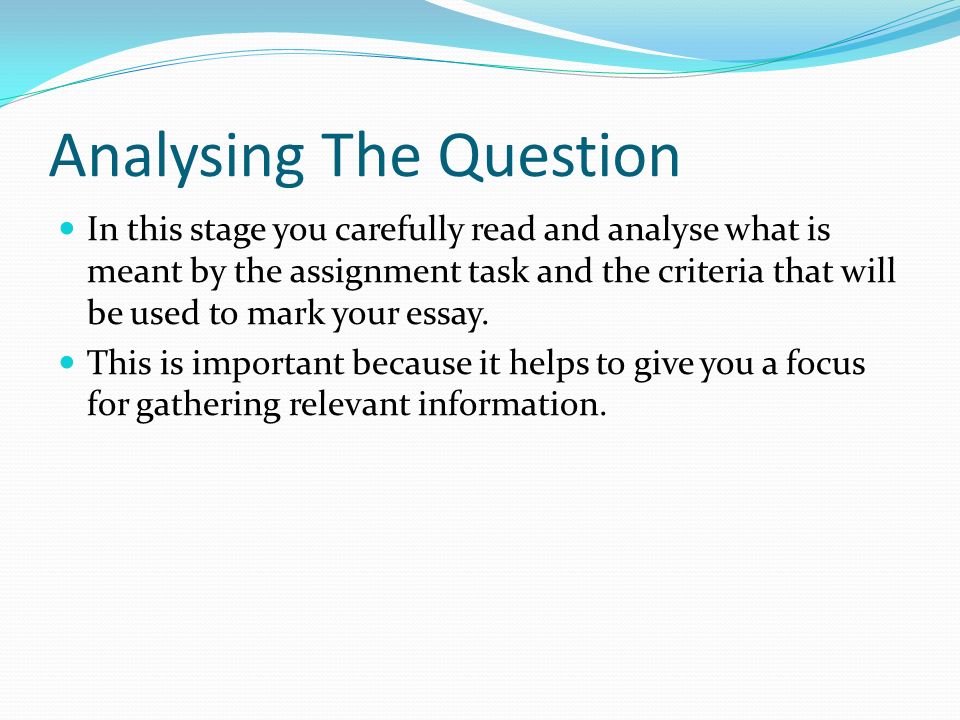 Analysing The Question