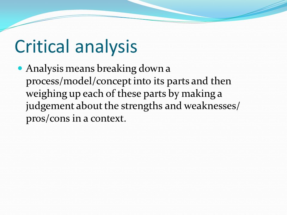 Critical analysis