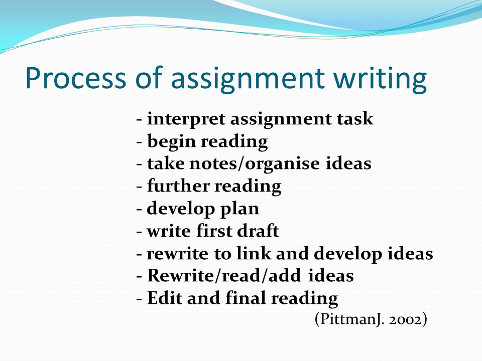 Process of assignment writing