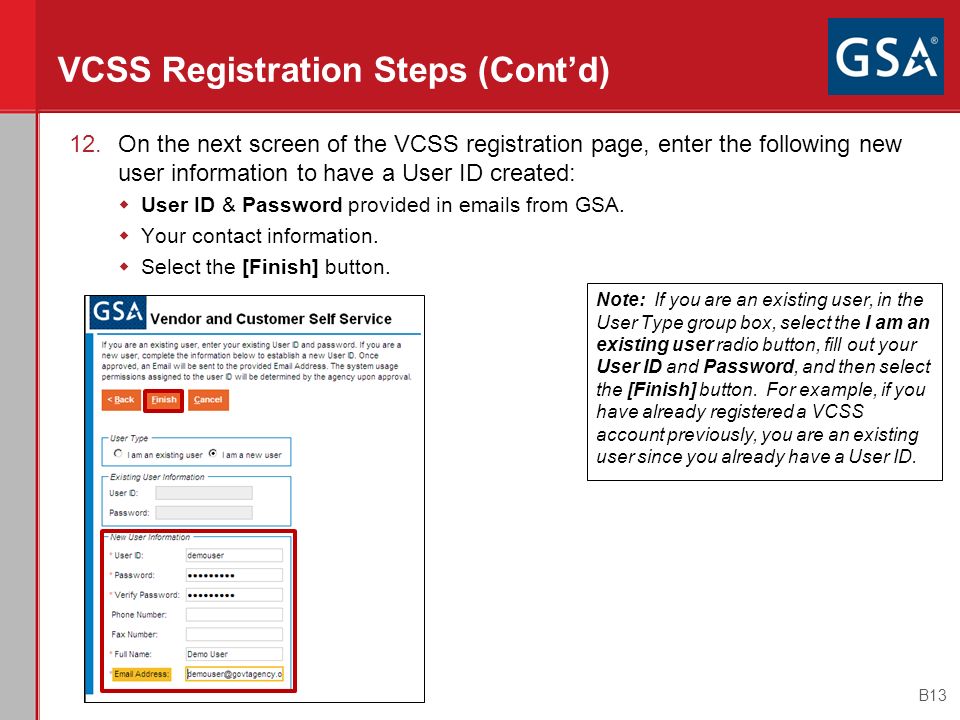 VCSS Registration Steps (Cont’d)
