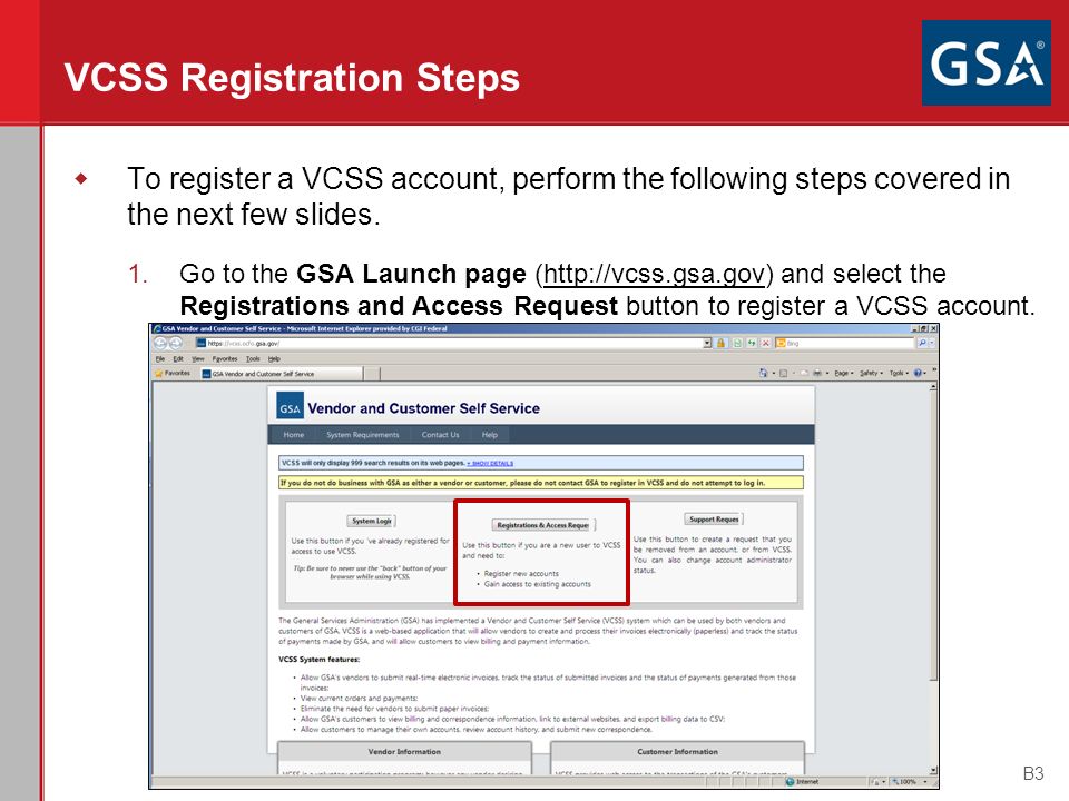 VCSS Registration Steps