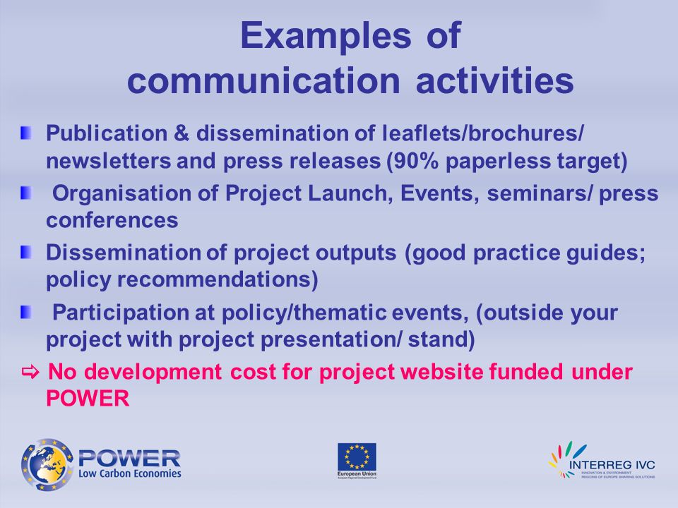 Examples of communication activities