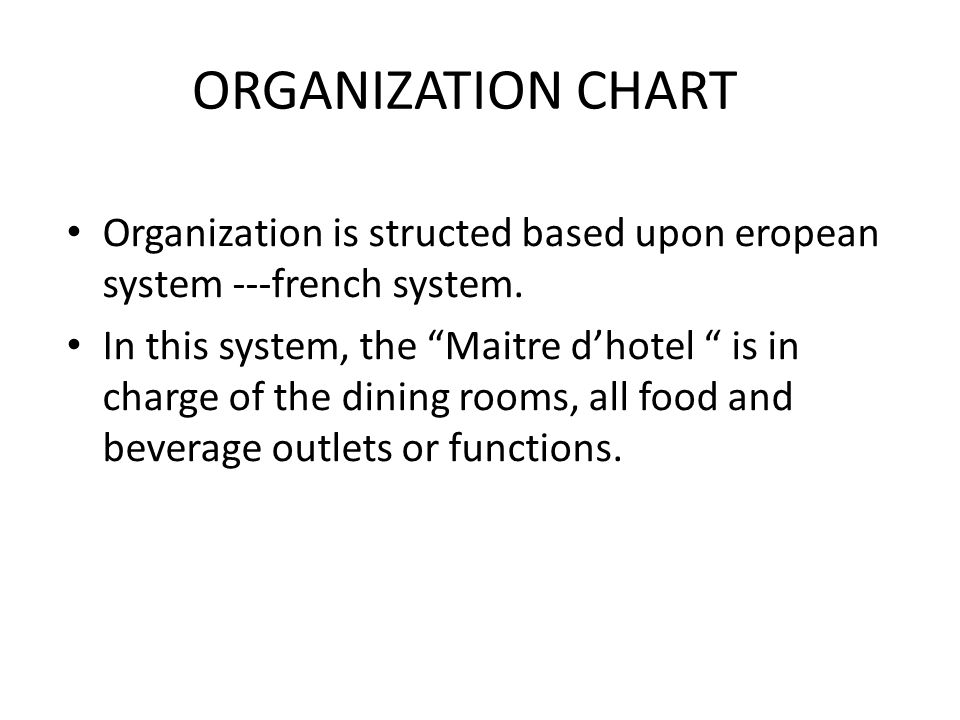 Organizational Chart Food And Beverage