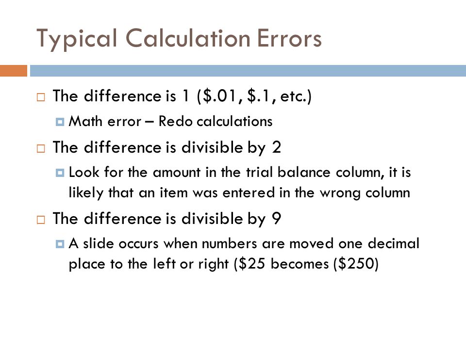 Typical Calculation Errors