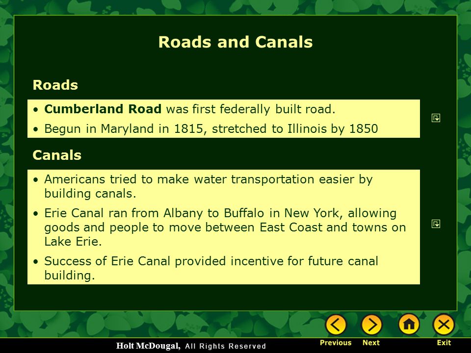 Roads and Canals Roads Canals