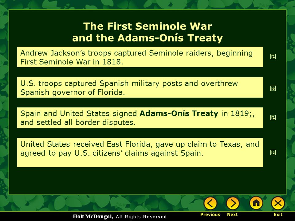 The First Seminole War and the Adams-Onís Treaty