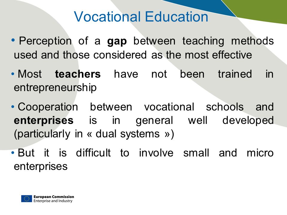 Vocational Education Perception of a gap between teaching methods used and those considered as the most effective.