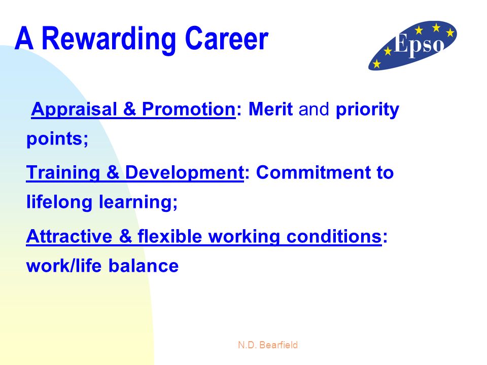 A Rewarding Career Appraisal & Promotion: Merit and priority points;