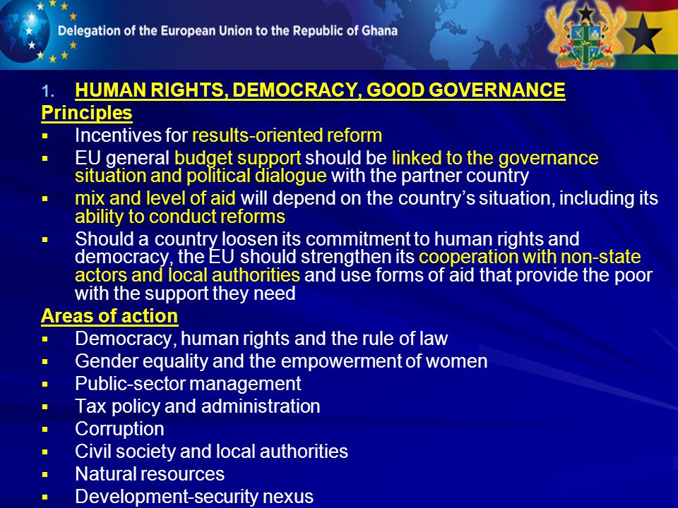 HUMAN RIGHTS, DEMOCRACY, GOOD GOVERNANCE