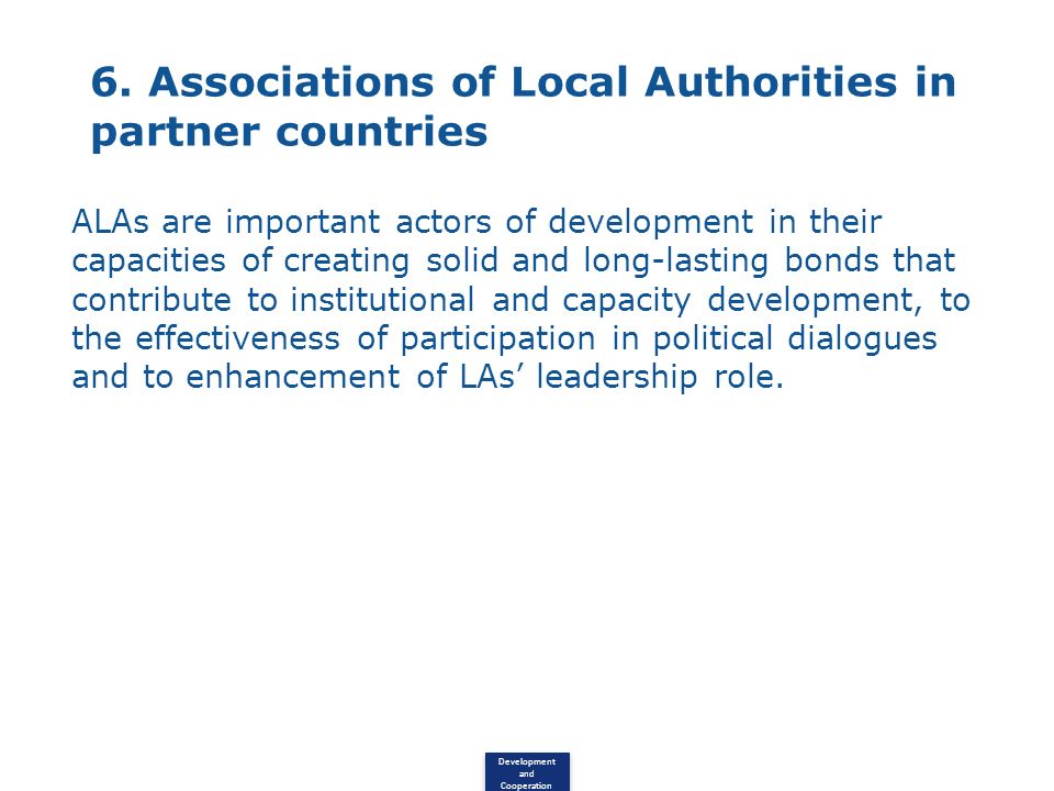 6. Associations of Local Authorities in partner countries
