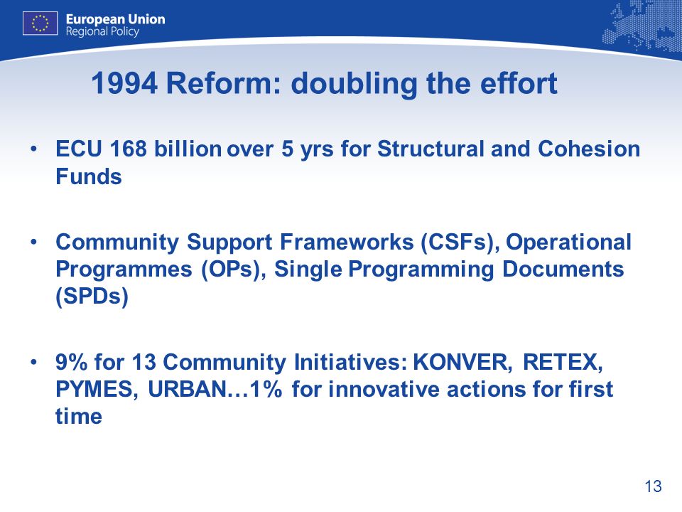 1994 Reform: doubling the effort
