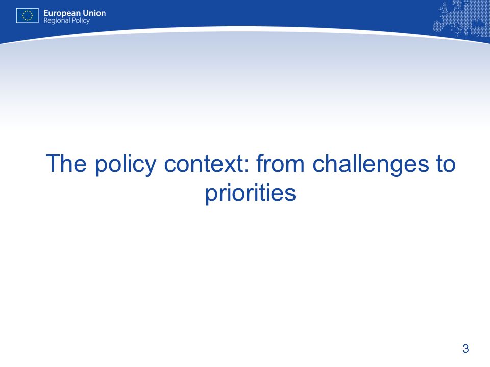 The policy context: from challenges to priorities