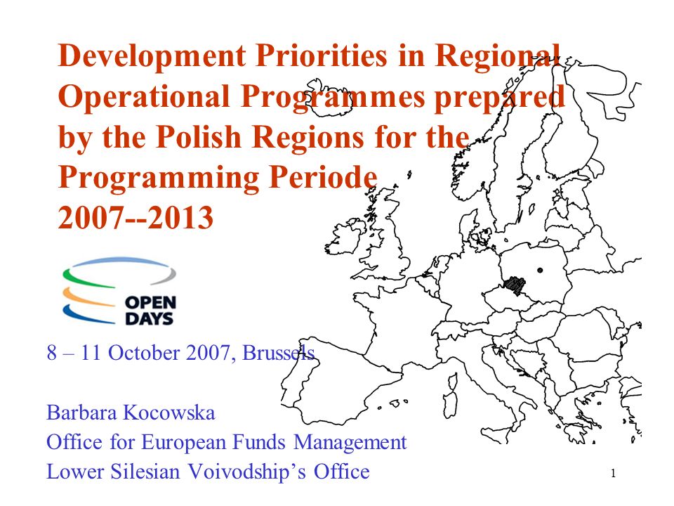 Development Priorities in Regional Operational Programmes prepared by the Polish Regions for the Programming Periode