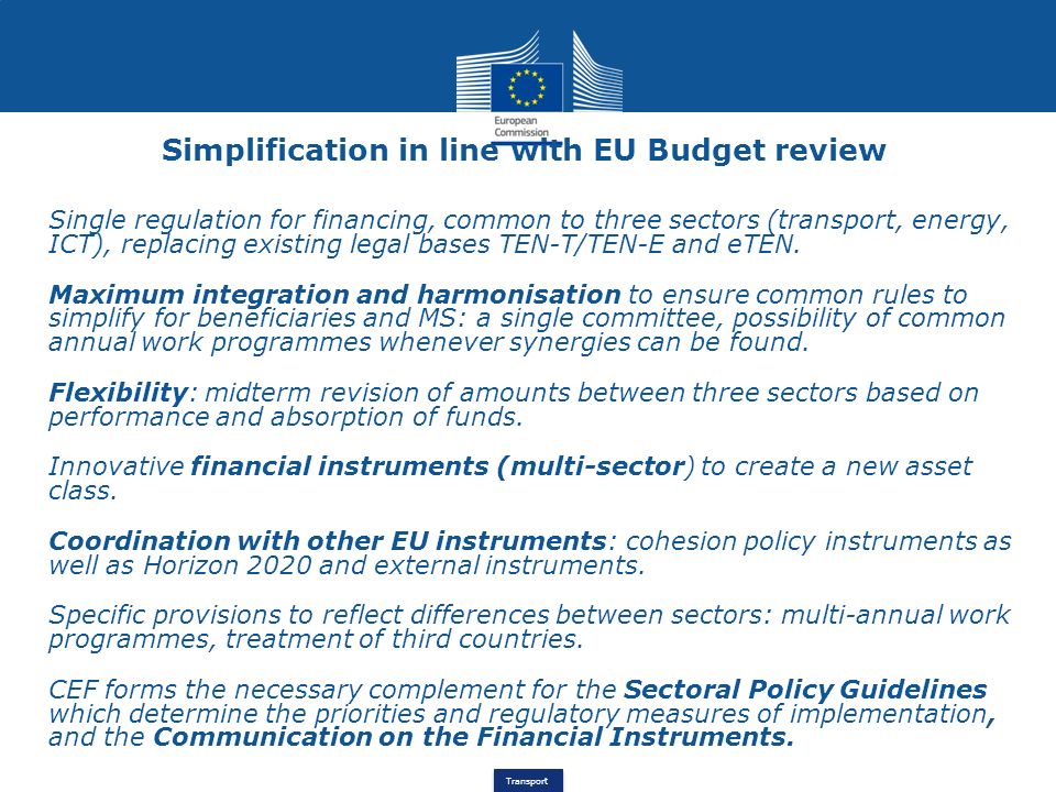 Simplification in line with EU Budget review
