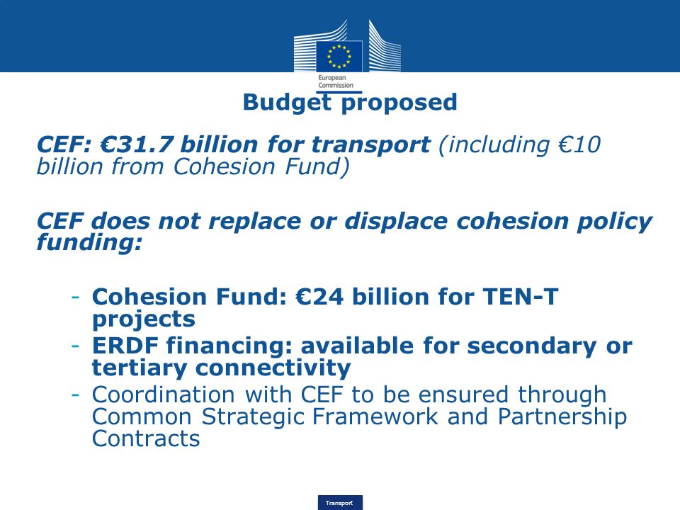 CEF does not replace or displace cohesion policy funding: