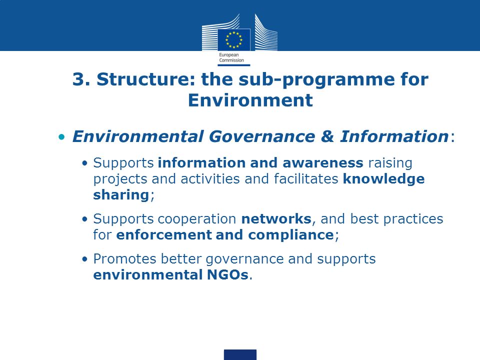 3. Structure: the sub-programme for Environment