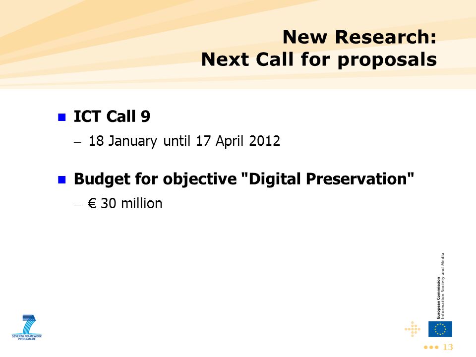 New Research: Next Call for proposals