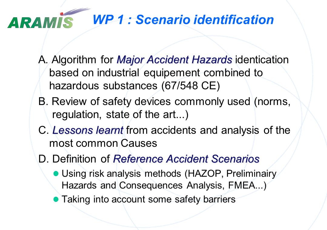 WP 1 : Scenario identification