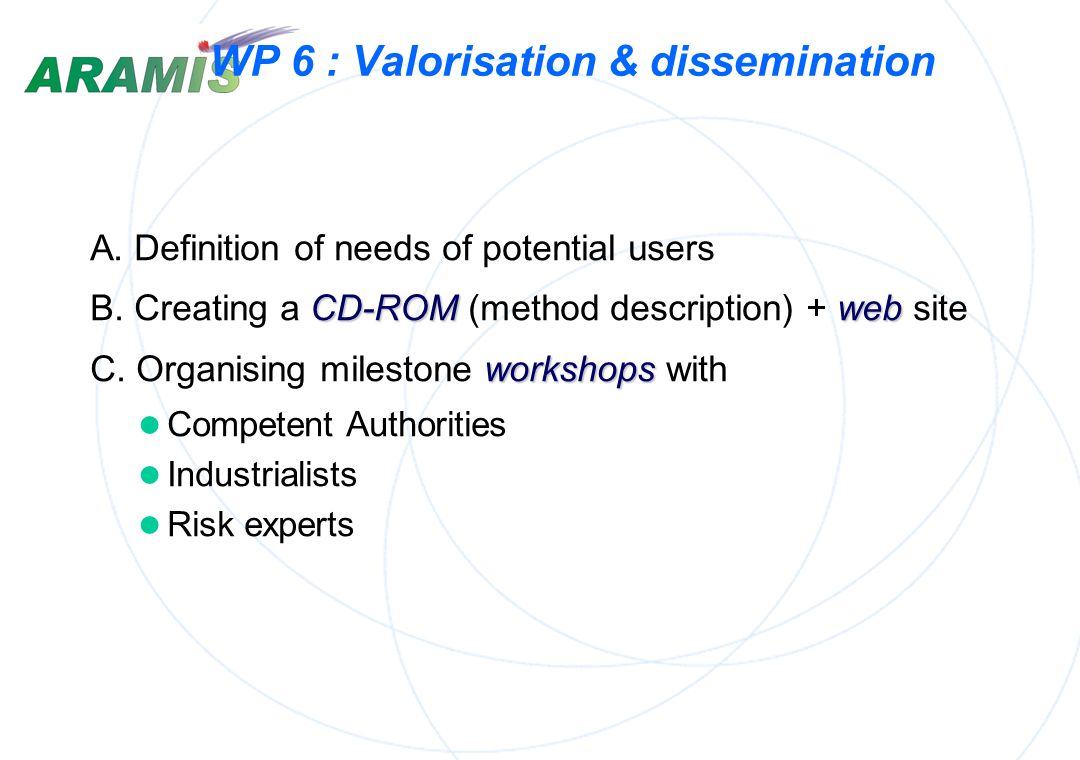 WP 6 : Valorisation & dissemination