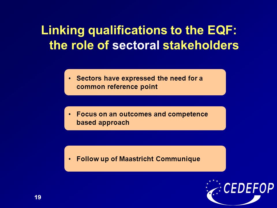 Linking qualifications to the EQF: the role of sectoral stakeholders