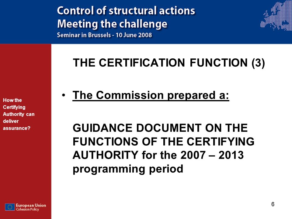 THE CERTIFICATION FUNCTION (3)