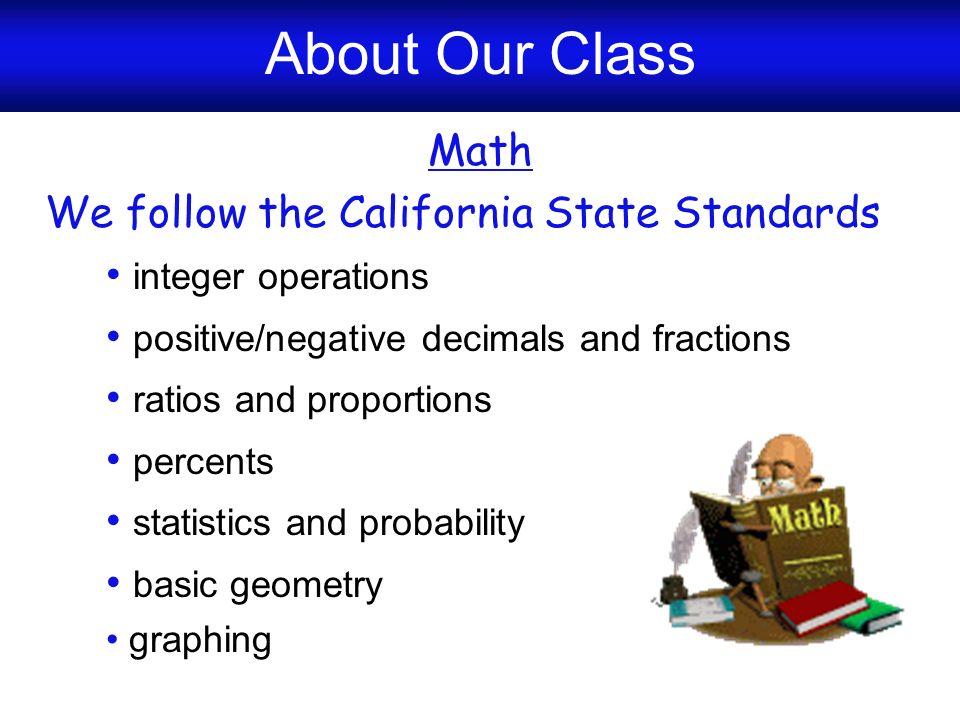 About Our Class Math We follow the California State Standards