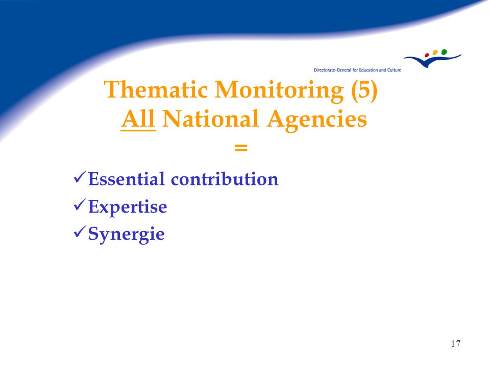 Thematic Monitoring (5) All National Agencies =