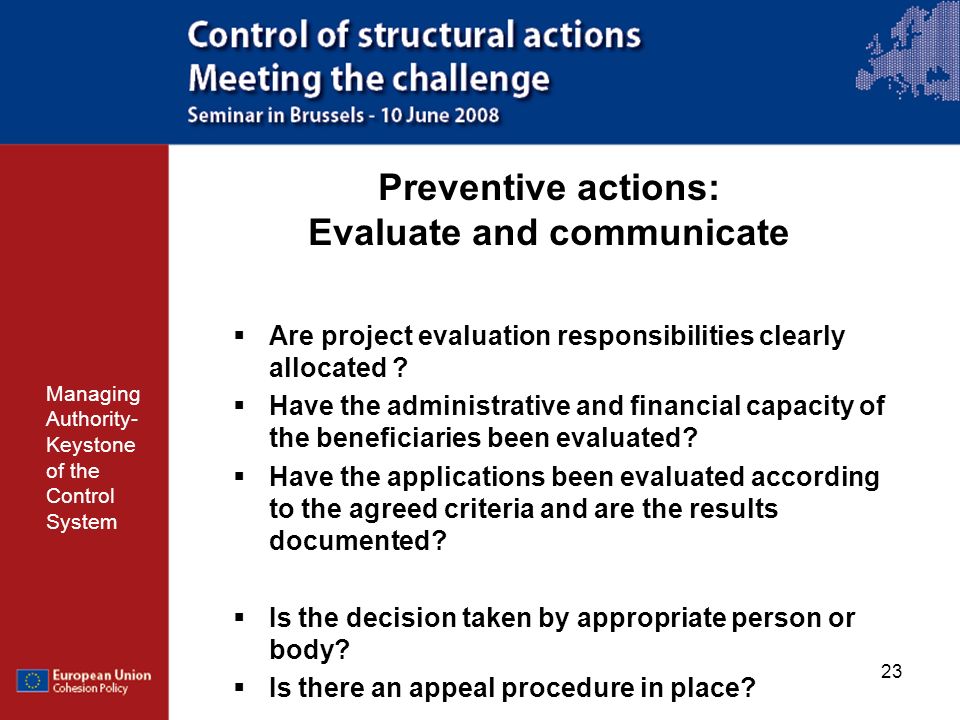 Preventive actions: Evaluate and communicate