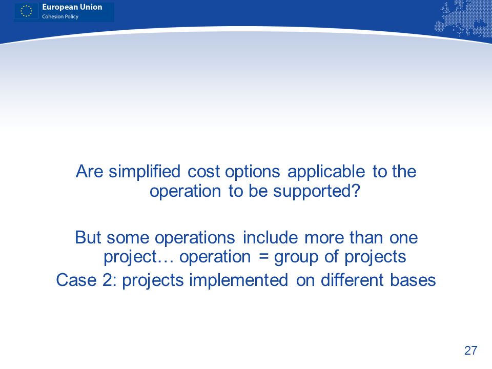 Case 2: projects implemented on different bases