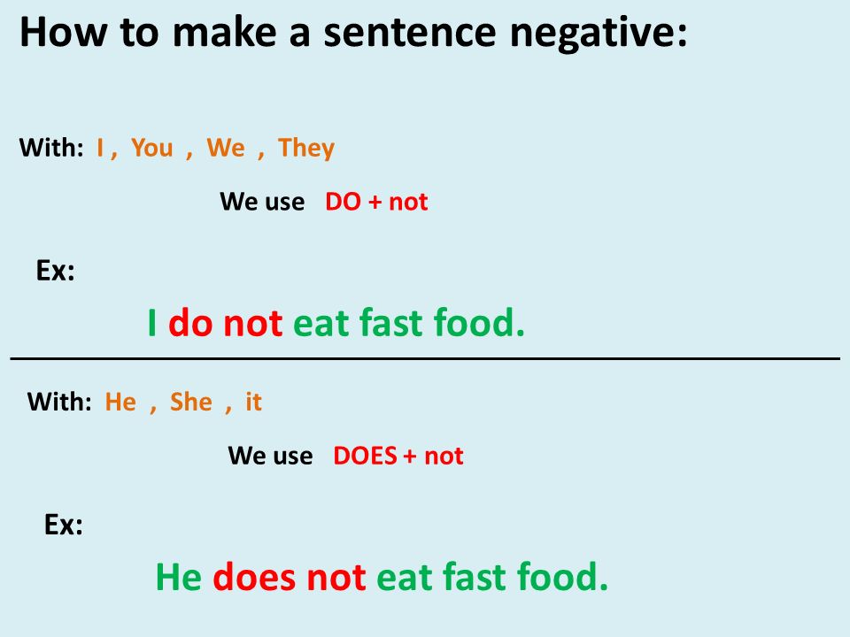 How to make a sentence negative: