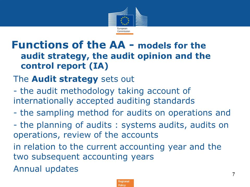 Functions of the AA - models for the audit strategy, the audit opinion and the control report (IA)