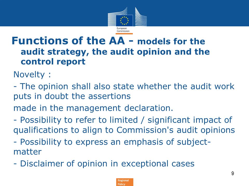 Functions of the AA - models for the audit strategy, the audit opinion and the control report