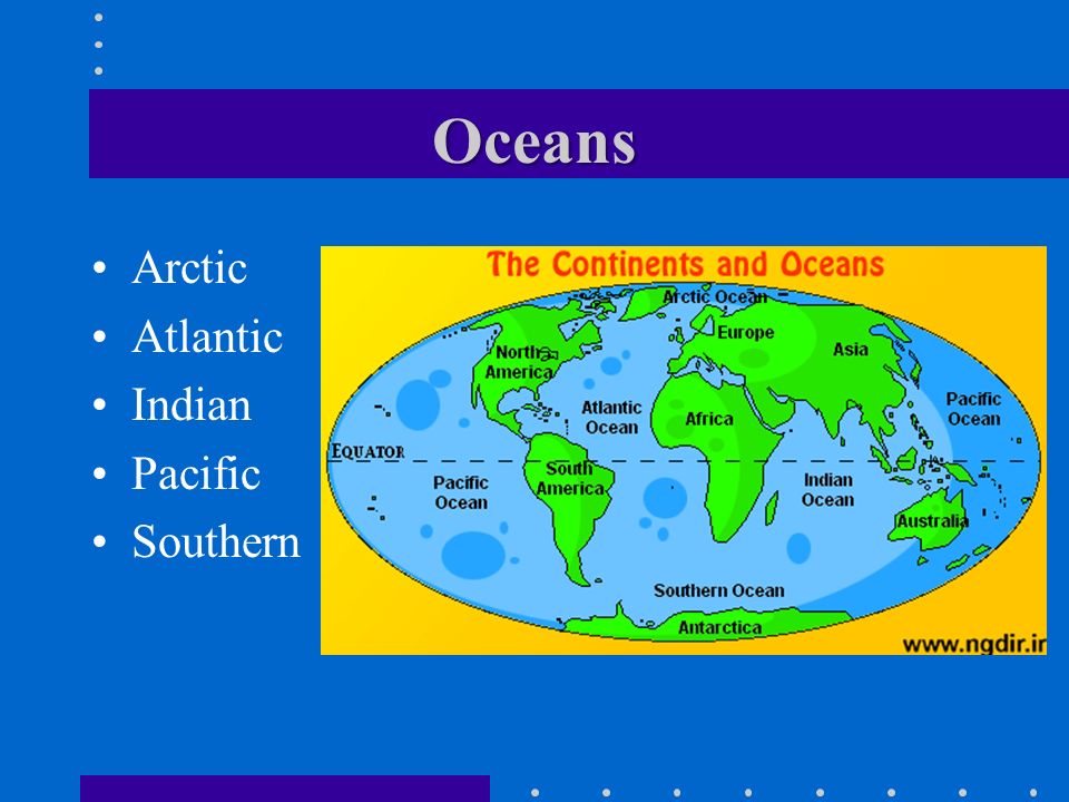 Oceans Arctic Atlantic Indian Pacific Southern