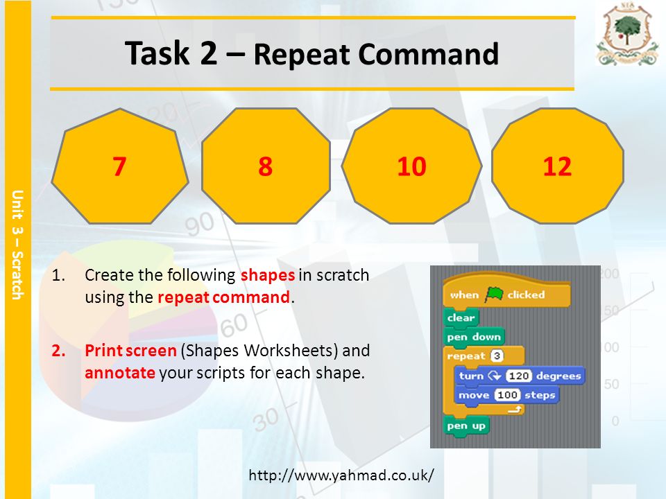 Task 2 – Repeat Command Create the following shapes in scratch using the repeat command.